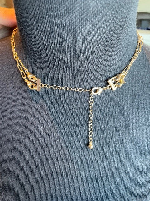 Gold Initial Double Layer Chain Necklace 3 in 1 Set